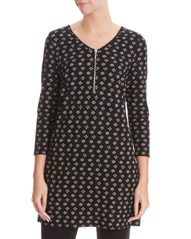 Printed Zip Front Tunic